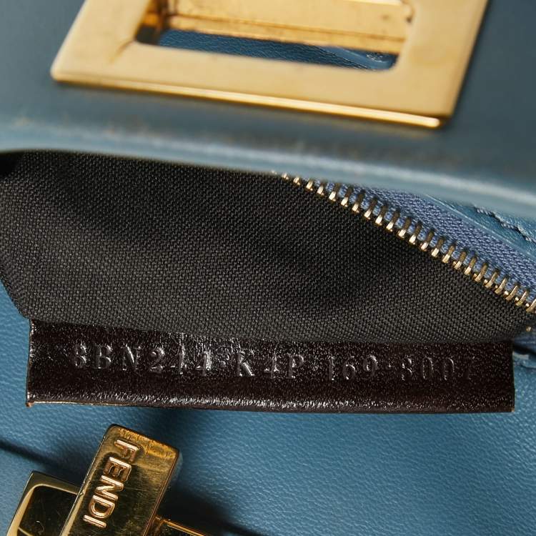 مملوكة مسبقًا Fendi Light Blue Leather Mini Peekaboo Top Handle Bag
