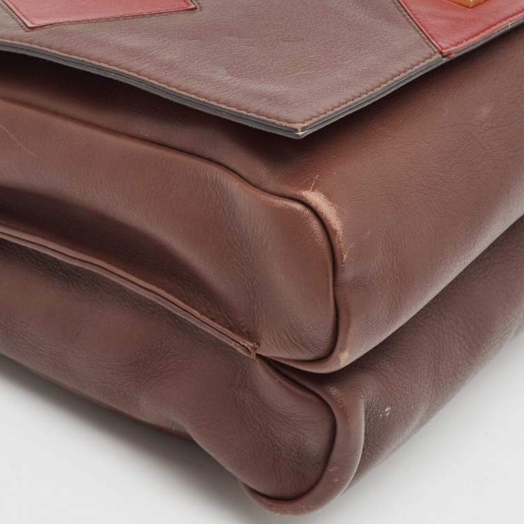 Pre Owned Fendi Burgundy/Multicolor Leather Large Claudia Shoulder Bag