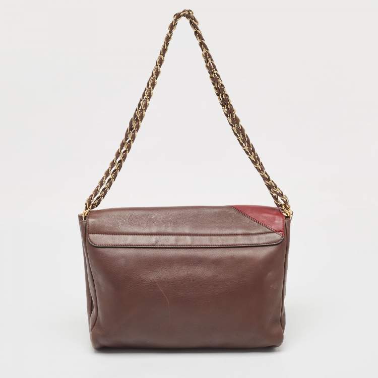 Pre Owned Fendi Burgundy/Multicolor Leather Large Claudia Shoulder Bag