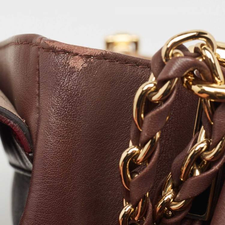 Pre Owned Fendi Burgundy/Multicolor Leather Large Claudia Shoulder Bag