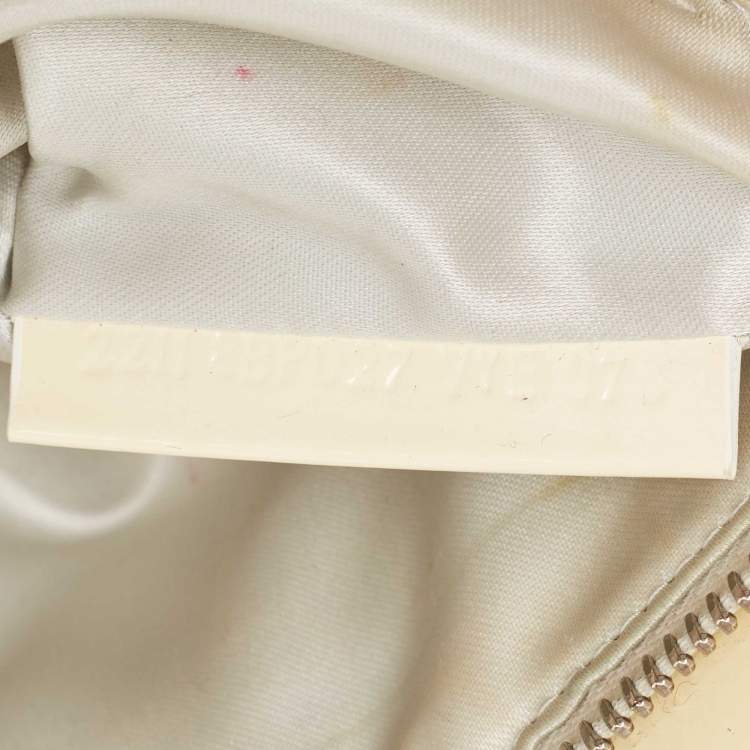 Pre Owned Fendi Cream/Silver Patent Leather Crossword Clutch