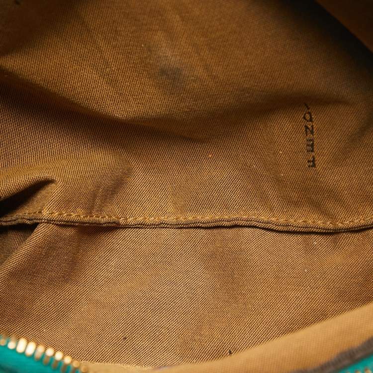 Pre Owned Fendi Brown/Green Zucca Canvas Embroidered Shoulder Bag