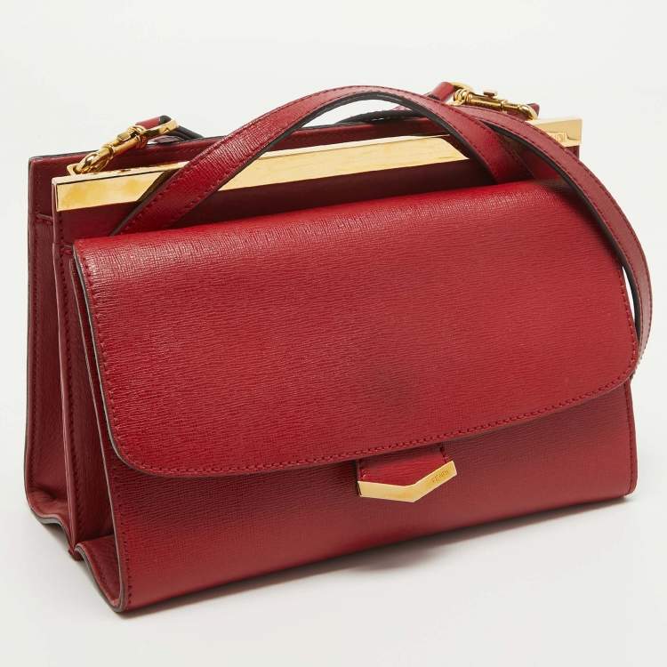 مملوكة مسبقًا Fendi Red Leather Mini Demi Jour Top Handle Bag