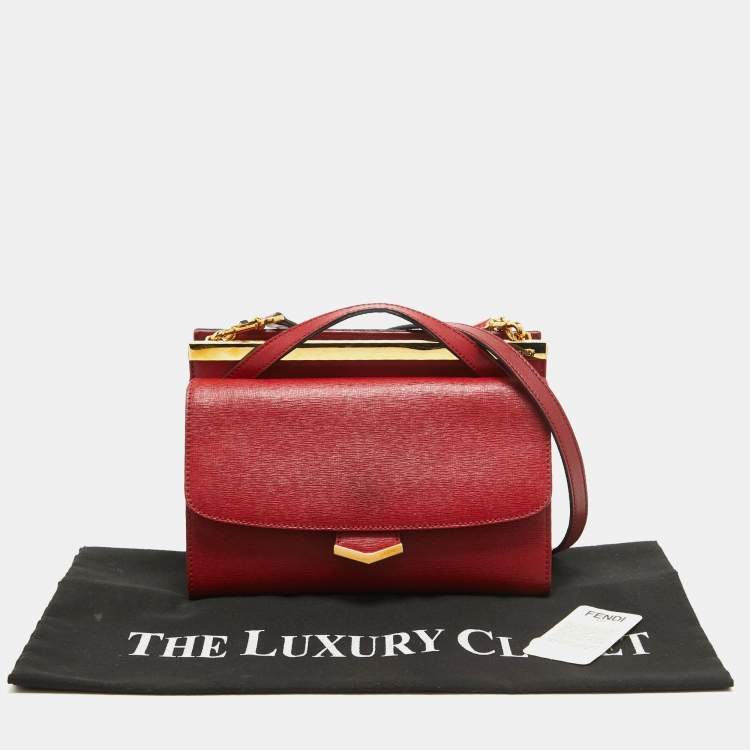 مملوكة مسبقًا Fendi Red Leather Mini Demi Jour Top Handle Bag