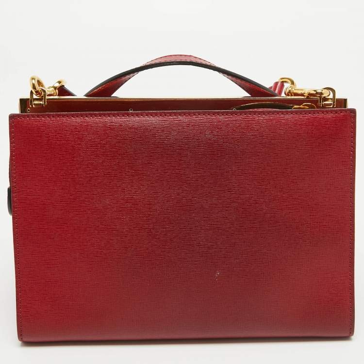مملوكة مسبقًا Fendi Red Leather Mini Demi Jour Top Handle Bag