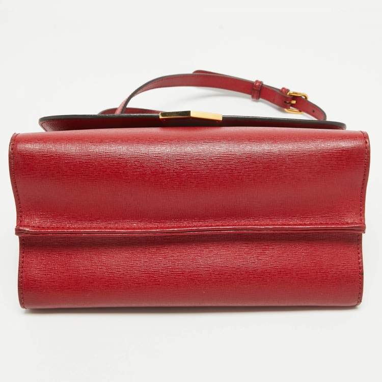 مملوكة مسبقًا Fendi Red Leather Mini Demi Jour Top Handle Bag