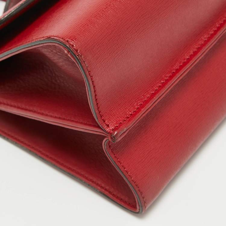 مملوكة مسبقًا Fendi Red Leather Mini Demi Jour Top Handle Bag