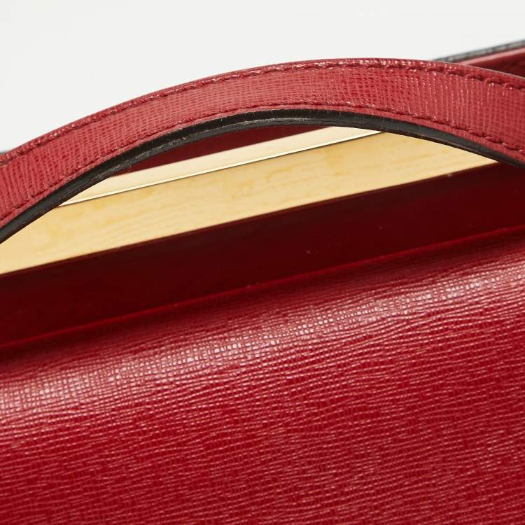 مملوكة مسبقًا Fendi Red Leather Mini Demi Jour Top Handle Bag