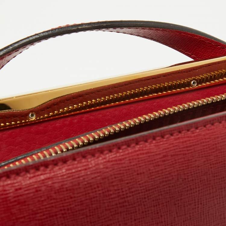 مملوكة مسبقًا Fendi Red Leather Mini Demi Jour Top Handle Bag