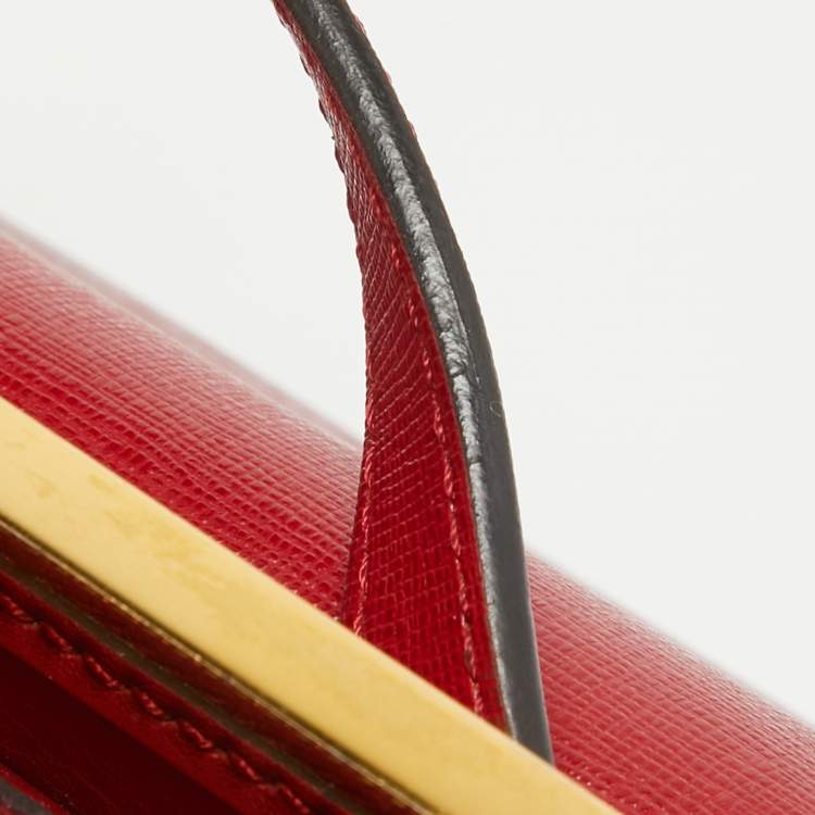 مملوكة مسبقًا Fendi Red Leather Mini Demi Jour Top Handle Bag