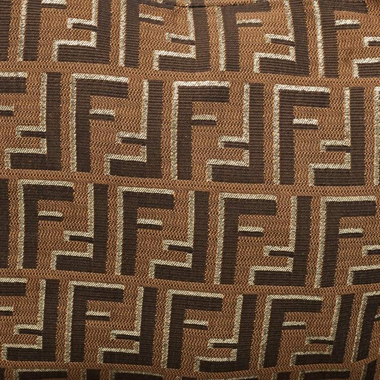Pre Owned Fendi Tobacco/Gold Zucca Canvas and Textured Leather Chef Chain Link Hobo