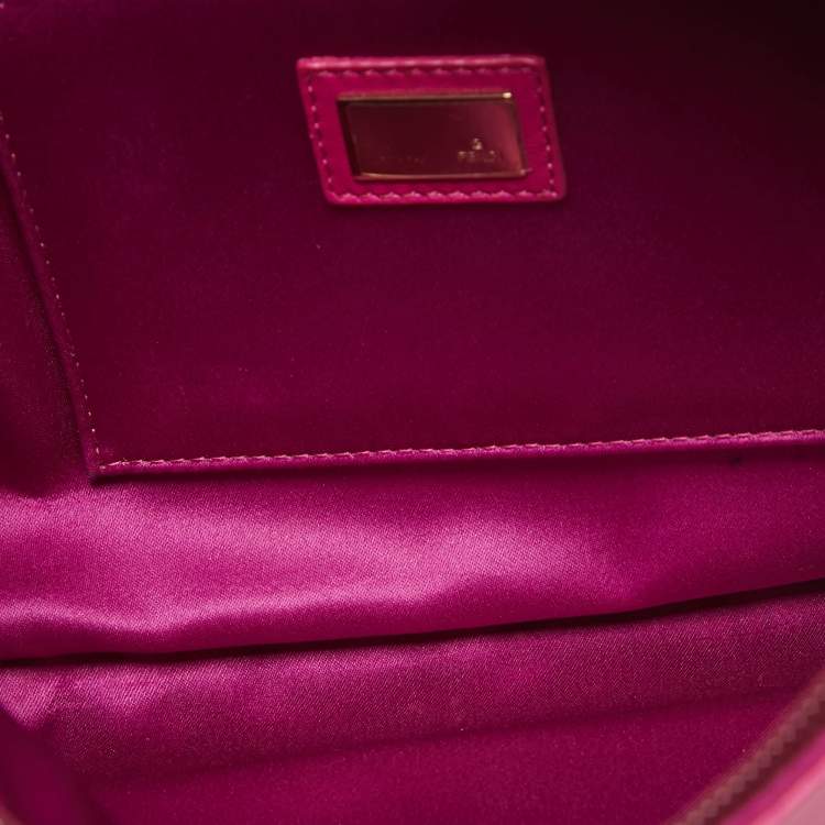 Pre Owned Fendi Fuchsia Leather Flap Shoulder Bag