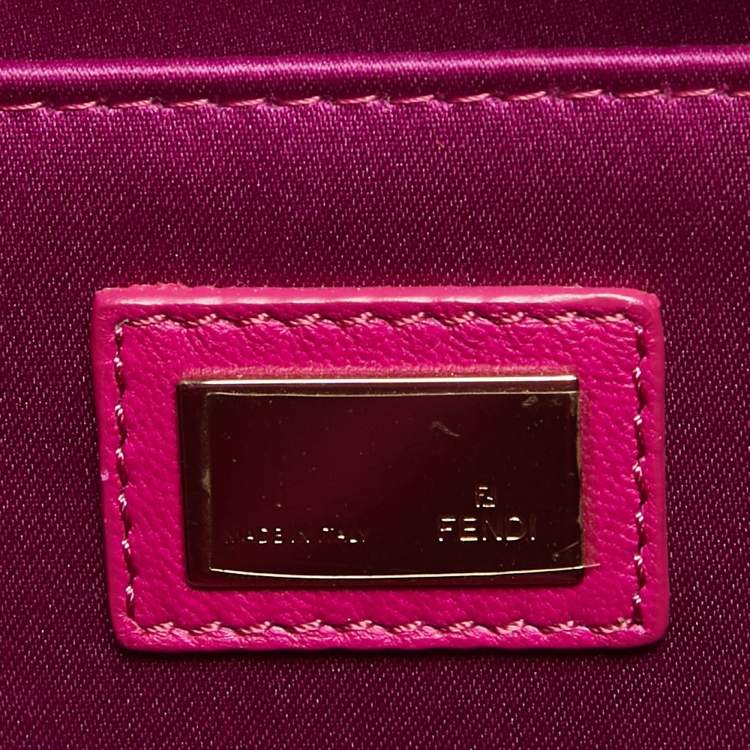 Pre Owned Fendi Fuchsia Leather Flap Shoulder Bag