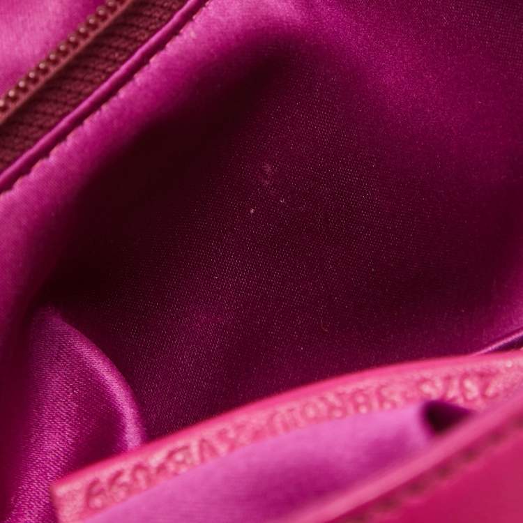 Pre Owned Fendi Fuchsia Leather Flap Shoulder Bag