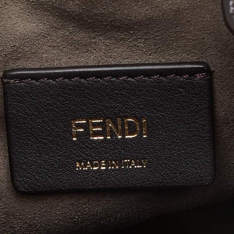 Pre Owned Fendi x Fila White Leather Mini Logo Mon Tresor Drawstring Bucket Bag
