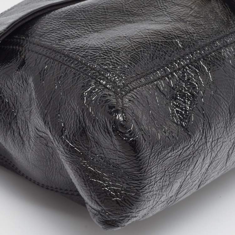 Pre Owned Fendi Black Patent Leather Large Convertible Baguette Bag