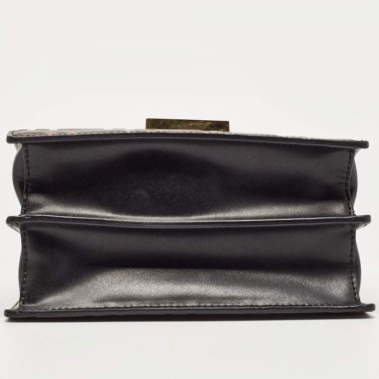 Pre Owned Fendi Black/Brown Zucca Embossed Leather Small Kan U Shoulder Bag