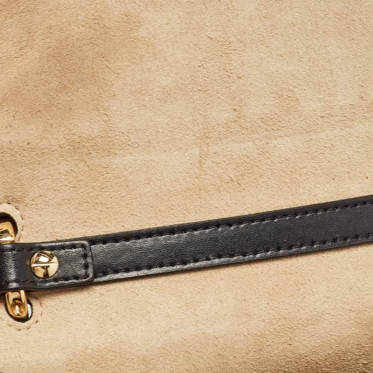 Pre Owned Fendi Black/Brown Zucca Embossed Leather Small Kan U Shoulder Bag