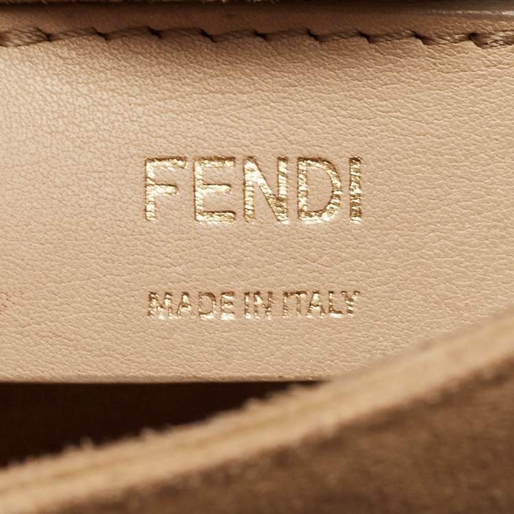 Pre Owned Fendi Black/Brown Zucca Embossed Leather Small Kan U Shoulder Bag
