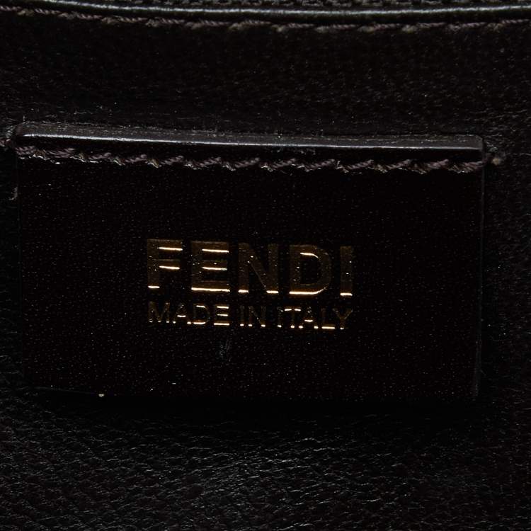 Pre Owned Fendi Dark Brown Textured Leather Classico No.1 Top Handle Bag