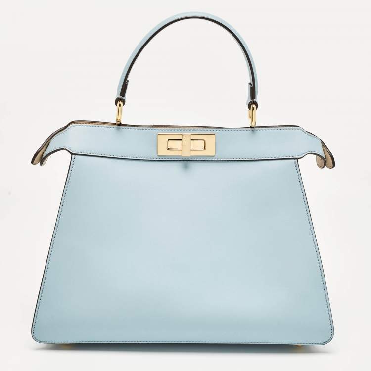 مملوكة مسبقًا Fendi Multicolor Leather and Suede Medium Girl Inlay Peekaboo ISeeU Top Handle Bag