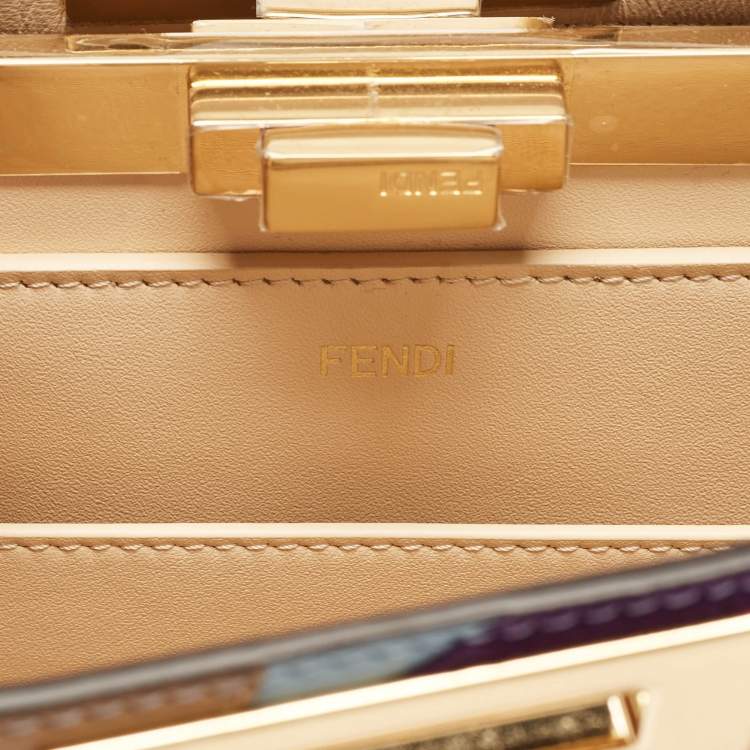 مملوكة مسبقًا Fendi Multicolor Leather and Suede Medium Girl Inlay Peekaboo ISeeU Top Handle Bag