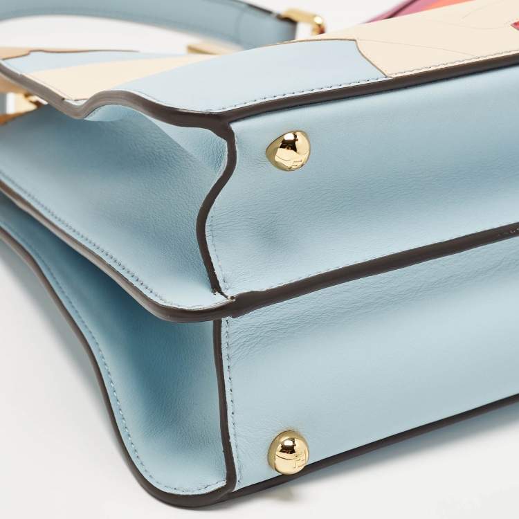 مملوكة مسبقًا Fendi Multicolor Leather and Suede Medium Girl Inlay Peekaboo ISeeU Top Handle Bag