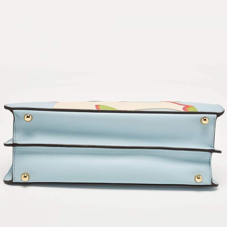 مملوكة مسبقًا Fendi Multicolor Leather and Suede Medium Girl Inlay Peekaboo ISeeU Top Handle Bag