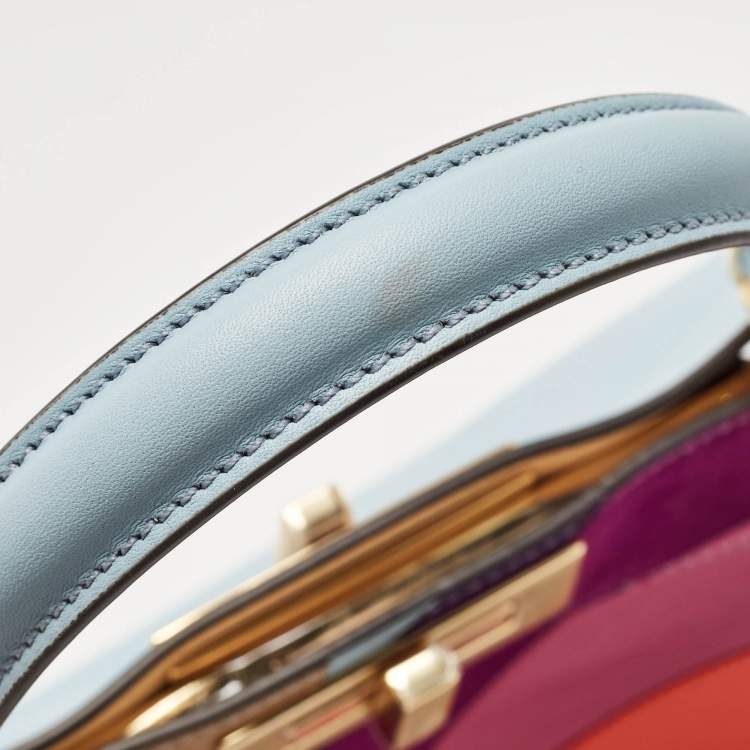 مملوكة مسبقًا Fendi Multicolor Leather and Suede Medium Girl Inlay Peekaboo ISeeU Top Handle Bag