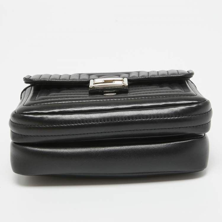 Pre Owned Fendi Black Quilted Leather Micro Double Baguette Bag