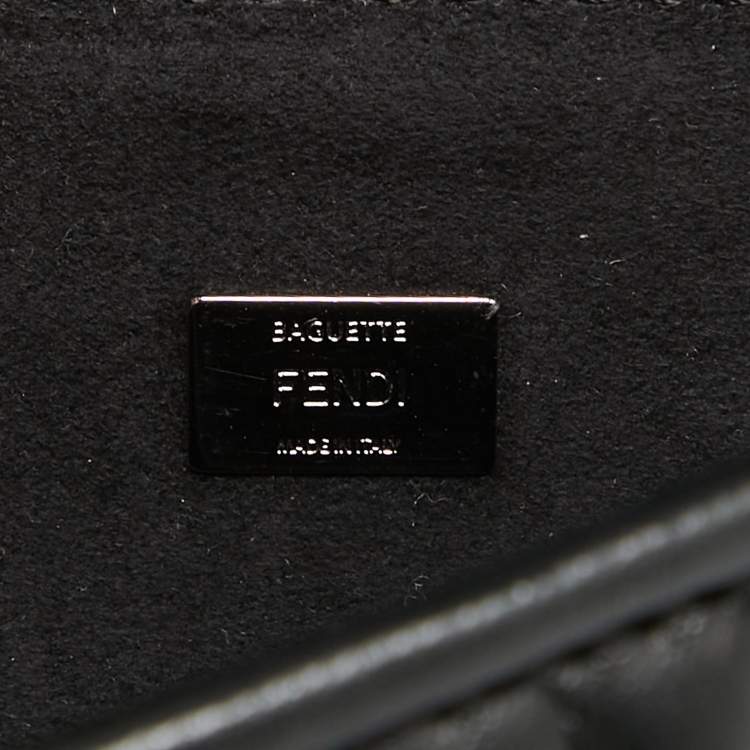 Pre Owned Fendi Black Quilted Leather Micro Double Baguette Bag
