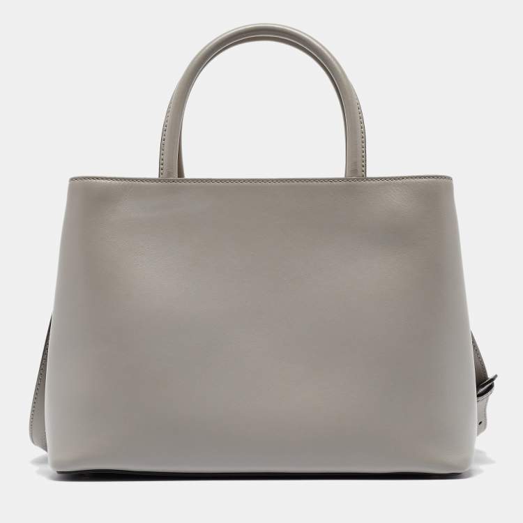 Pre Owned Fendi Grey Leather Small 2Jours Tote