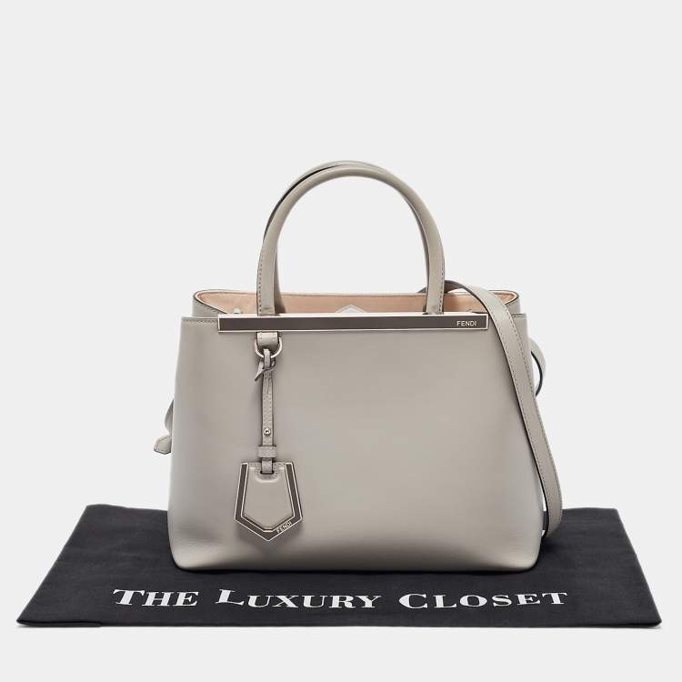 Pre Owned Fendi Grey Leather Small 2Jours Tote