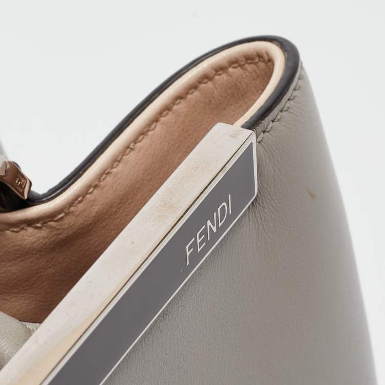 Pre Owned Fendi Grey Leather Small 2Jours Tote