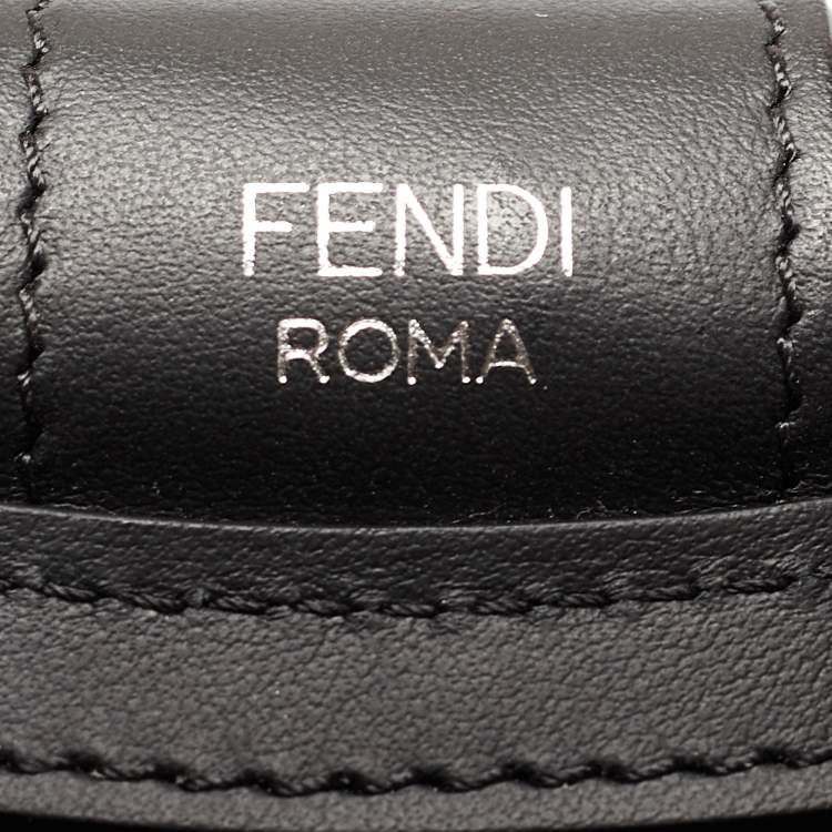 Pre Owned Fendi Black/Natural FF Raffia and Leather Large Runaway Shopper Tote