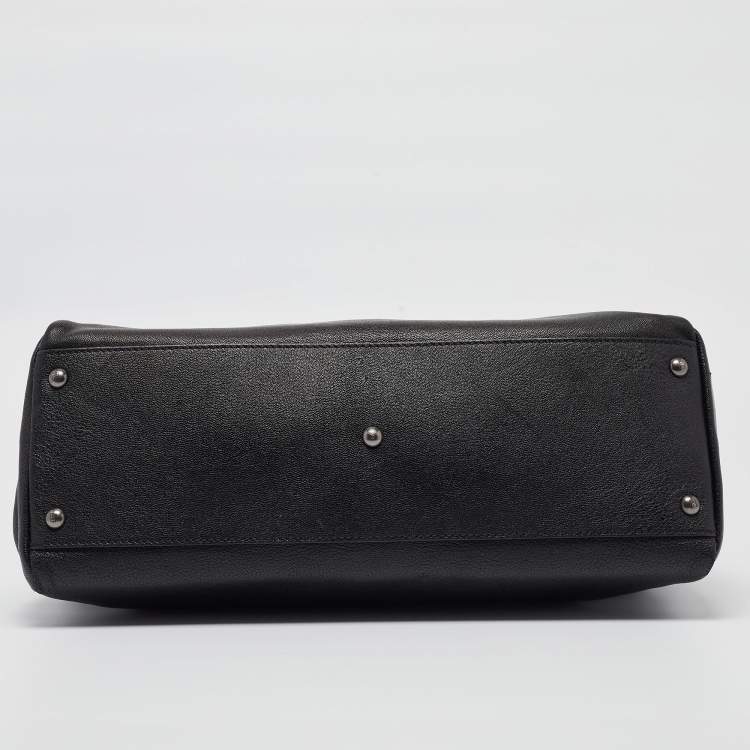 Pre Owned Fendi Black Leather Large Peekaboo Top Handle Bag