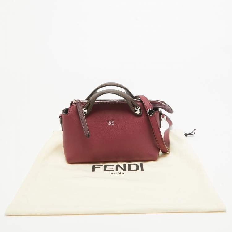 Pre Owned Fendi Burgundy/Brown Leather Mini By The Way Shoulder Bag