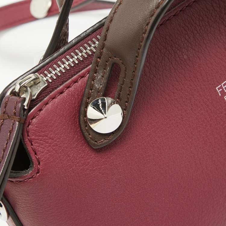 Pre Owned Fendi Burgundy/Brown Leather Mini By The Way Shoulder Bag