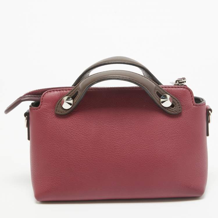 Pre Owned Fendi Burgundy/Brown Leather Mini By The Way Shoulder Bag