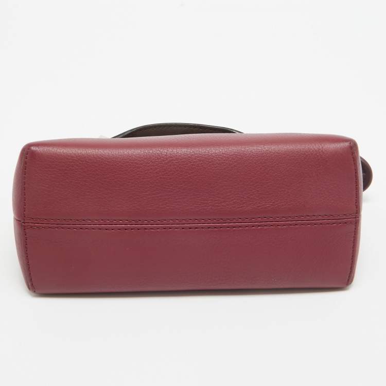 Pre Owned Fendi Burgundy/Brown Leather Mini By The Way Shoulder Bag