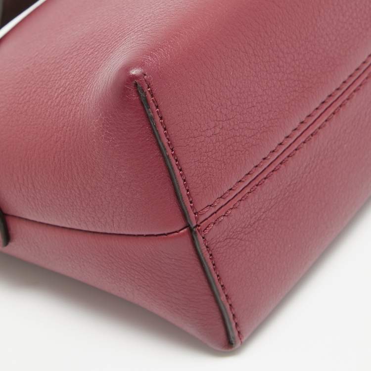 Pre Owned Fendi Burgundy/Brown Leather Mini By The Way Shoulder Bag