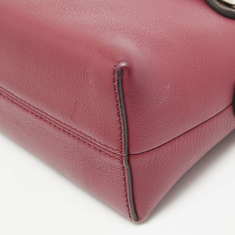 Pre Owned Fendi Burgundy/Brown Leather Mini By The Way Shoulder Bag