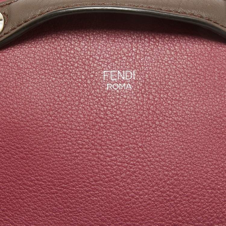 Pre Owned Fendi Burgundy/Brown Leather Mini By The Way Shoulder Bag