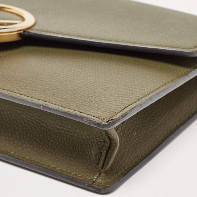 Pre Owned Fendi Olive Green Leather F is Fendi Wallet on Chain 