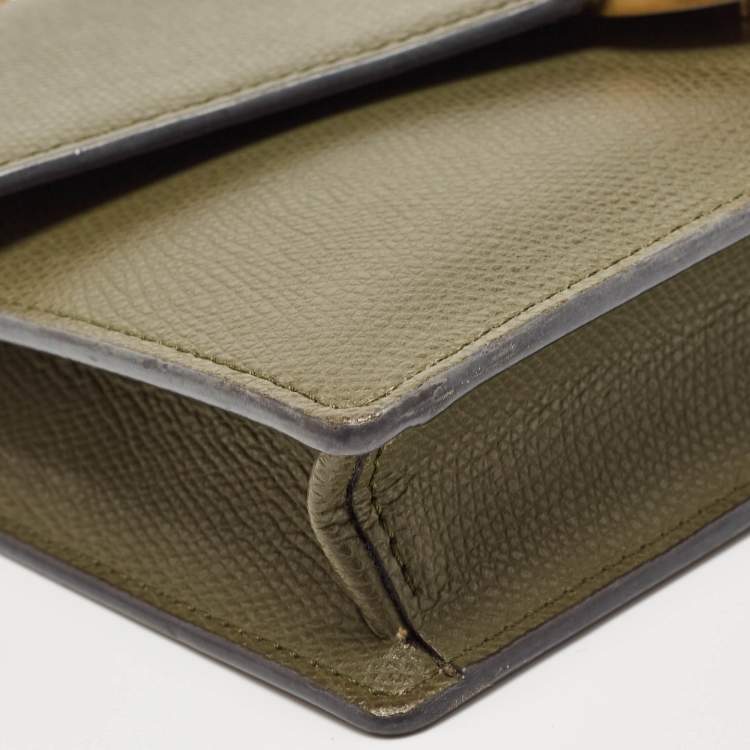 Pre Owned Fendi Olive Green Leather F is Fendi Wallet on Chain 