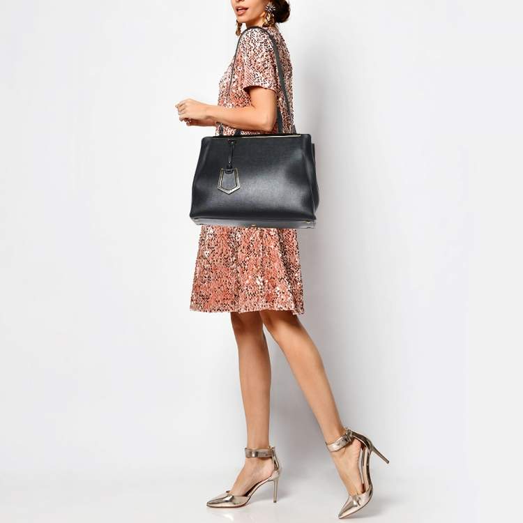 Pre Owned  Fendi Black Leather Medium 2Jours Tote