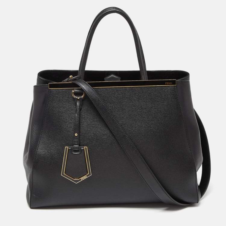 Pre Owned  Fendi Black Leather Medium 2Jours Tote