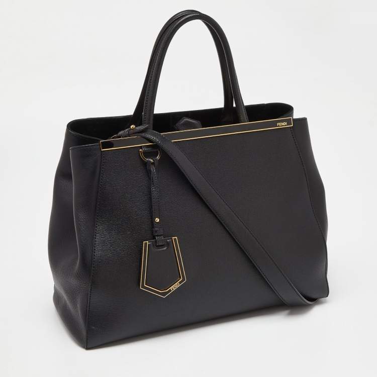 Pre Owned  Fendi Black Leather Medium 2Jours Tote
