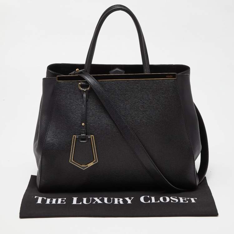 Pre Owned  Fendi Black Leather Medium 2Jours Tote