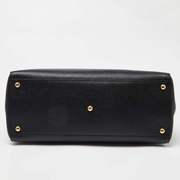 Pre Owned  Fendi Black Leather Medium 2Jours Tote